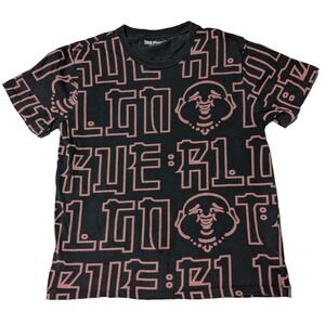 True Religion Buddha Allover Print Black T-shirt - Men Medium